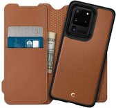 Spigen - Leather Brick Samsung Galaxy S20 Ultra hoesje - Bruin
