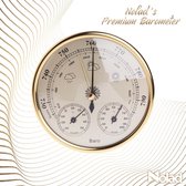 Nolad® Luxe Barometer – Weerstation voor Binnen en Buiten - 3 instrumenten in 1 - Barometer - Thermometer - Hygrometer - Messing - Goudkleurig