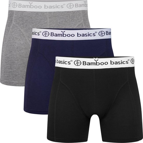 Comfortabel & Zijdezacht Bamboo Basics Rico - Bamboe Boxershorts Heren (Multipack 3 stuks) - Onderbroek - Ondergoed - Grijs, Navy & Zwart - L