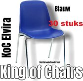King of Chairs -set van 30- model KoC Elvira blauw met verchroomd onderstel. Kantinestoel stapelstoel kuipstoel vergaderstoel tuinstoel kantine stapel stoel kantinestoelen stapelst