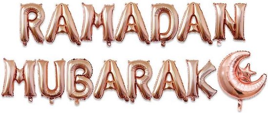 Ramadan Mubarak - Letters ballonnen  Rose kleur