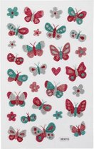 Glitter stickers, vlinders, 10x16 cm, 1 vel