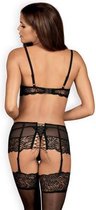 Contica 3-Delige Jarretelset - S/M - Zwart - Sexy Lingerie & Kleding - Lingerie Dames -  Dames Lingerie - Jarretel Setjes