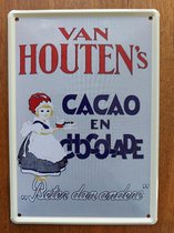 Van Houten Cacao Chocolade - "Beter dan andere" - Metalen reclamebord - Wandbord - 10x15 cm