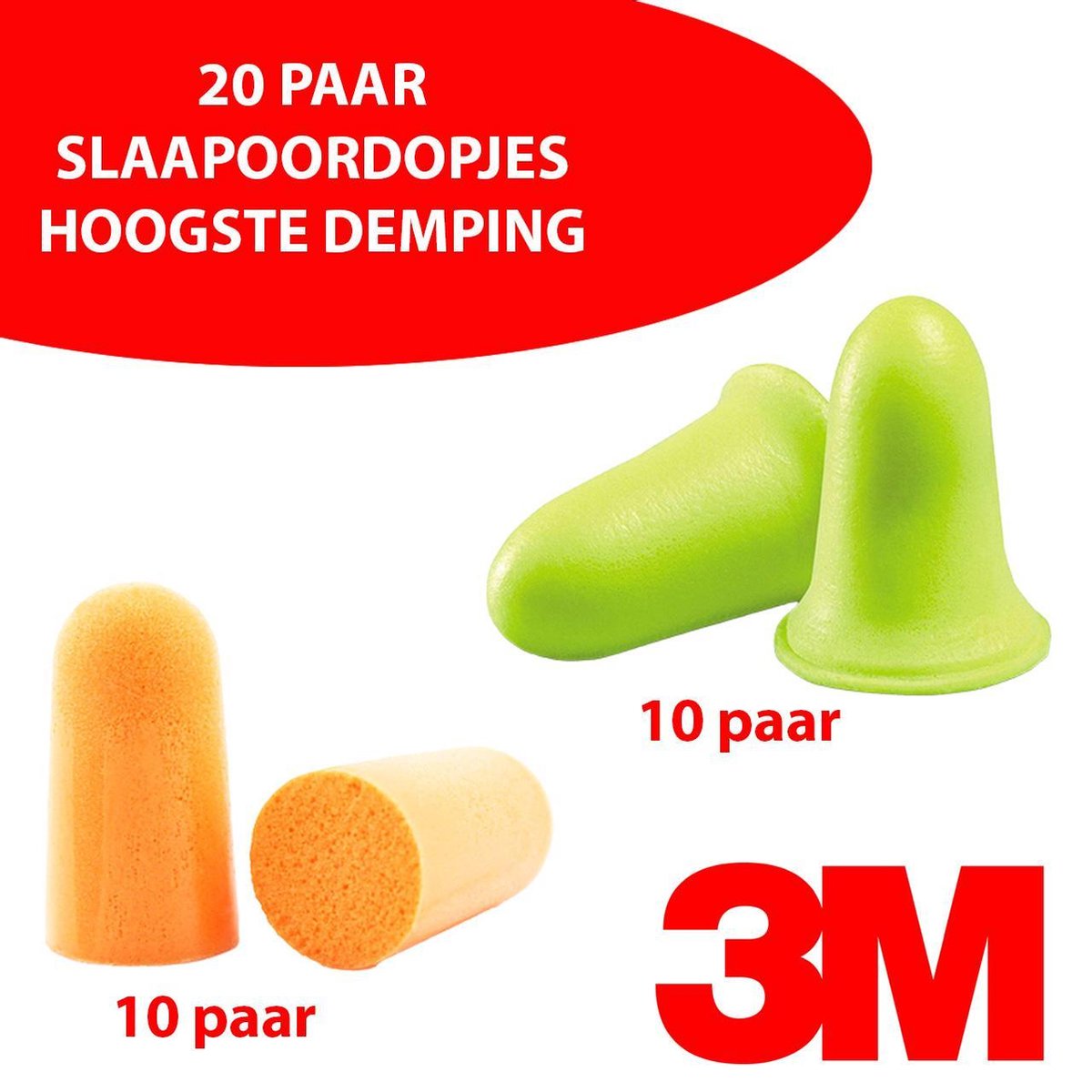 Goedkoopste 3M slaapoordoppen assorti - 10 paar Soft FX en 10 paar 1100 - snurken