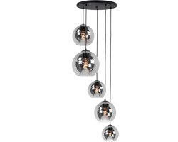 Hanglamp Smoking Glass - 5 lichts - Smoke glas - 5 bollen (2 x 15,2 x 20 ,1 x 25 cm) - Rookglas - LY8516-5D