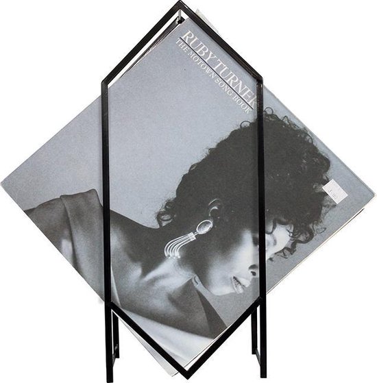 Boîte rangement vinyle sur pied Noir - 2 niveaux