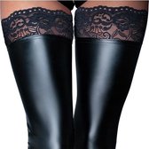 Wetlook Kousen Zonder Voeten - Large - Zwart - Sexy Lingerie & Kleding - Beenmode -  Dames Lingerie - Kousen