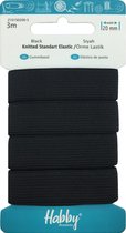Élastique Habby 20 mm | Élastique standard en tricot plat | Noir | 3 mètres | Hobby - Artisanat - Coudre des élastiques