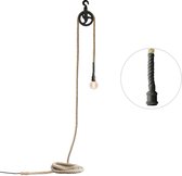 The Lamp Lab Slammer - wandlamp met stekker - 6 meter touwlamp - Medium katrol - industriële afwerking met rubber