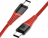 ROCK Z11 3A Type-C / USB-C naar Type-C Hi-tensile Sync ronde oplaadkabel, lengte: 100 cm (rood)