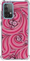 Anti Shock Case Geschikt voor Samsung Galaxy A52 4G/5G Telefoonhoesje met doorzichtige rand Swirl Pink
