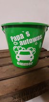 Emmer - Tekst - 5 liter - Groen - Papa's Autowas Emmer - Kado - Gift - Verjaardag - Vaderdag