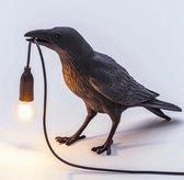 BaykaDecor Unieke Tafellamp Zwarte Kraai - Woondecoratie - Geluk Lamp - Slaapkamer Verlichting - Geschenk - E14/G45 - Zwart 30 cm