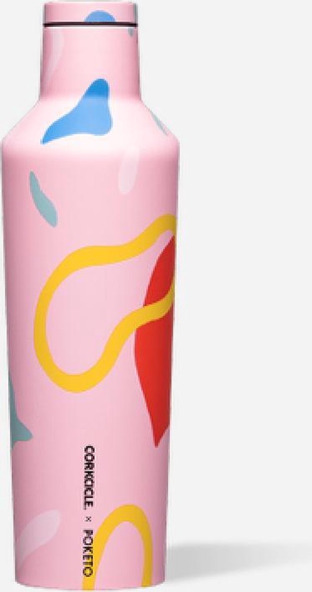 Corkcicle Canteen 475ml 16oz - Poketo Pink Party Roestvrijstaal Thermosfles 3wandig