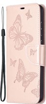 Mobigear Telefoonhoesje geschikt voor Samsung Galaxy A72 Hoesje | Mobigear Butterfly Bookcase Portemonnee | Pasjeshouder voor 2 Pasjes | Telefoonhoesje voor Pinpas / OV Kaart / Rijbewijs - Roségoud