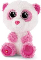 Nici pluche knuffel - pandabeer Monno - wit/roze - 15 cm