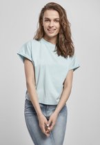 Urban Classics Dames Tshirt -L- Short Pigment Dye Cut On Sleeve Blauw