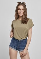 Urban Classics Dames Tshirt -S- Extended Shoulder Groen/Bruin