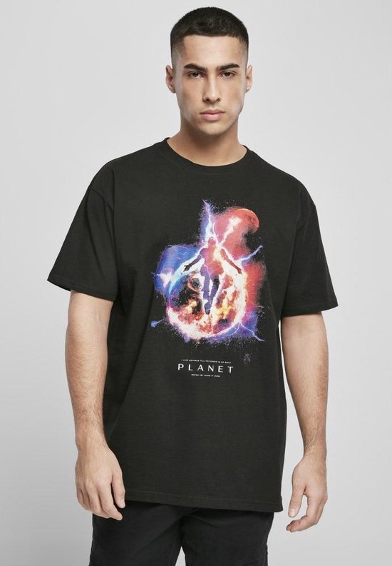 Mister Tee - Electric Planet Oversize Heren T-shirt - XS - Zwart