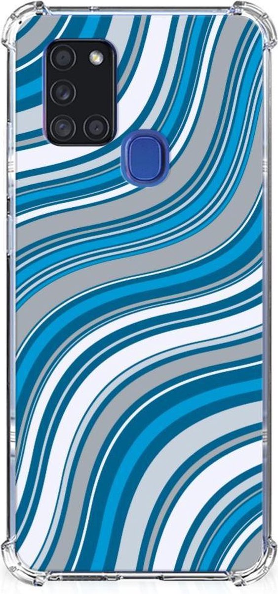 Samsung Galaxy A21s Doorzichtige Silicone Hoesje Waves Blue