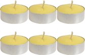 Set van 6x stuks gele Citronella waxinelichtjes/theelichtjes maxi - Geurkaarsen citrus geur - Anti-muggen citronella kaarsen