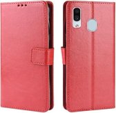 Retro Crazy Horse Texture Horizontale Flip Leren Case voor Galaxy A20 / A30, met houder & kaartsleuven en fotolijst (rood)