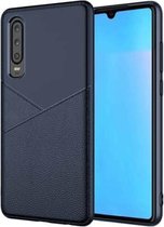 Ultradunne schokbestendige zachte TPU + lederen hoes voor Huawei P30 (blauw)