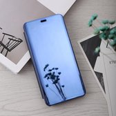 Gebogen Streamer Plating schokbestendige lederen tas voor Huawei Honor 10 Lite / P Smart (2019), met houder en slaap- / wekfunctie (blauw)