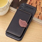 Magnetisch leren hoesje in bladstijl voor iPhone X / XS, met houder en kaartsleuven en portemonnee en fotolijst (zwart)