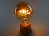 Lamp Hello met houtenvoet - LED lamp - bulb Hello - goudkleur lamp - XL bulb - bolvormige LED lamp met standaard - tafellamp - bureaulamp - verlichting