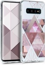 kwmobile telefoonhoesje voor Samsung Galaxy S10 - Hoesje voor smartphone in poederroze / roségoud / wit - Glory Driekhoeken design