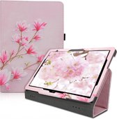 kwmobile hoes voor Huawei MediaPad T5 10 - Dunne tablethoes in poederroze / wit / oudroze - Met standaard - Magnolia design