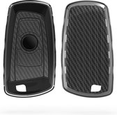kwmobile autosleutelhoes voor BMW 3-knops draadloze autosleutel (alleen Keyless Go) - TPU beschermhoes in zwart - Carbon design