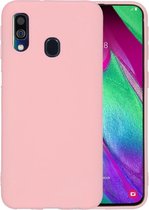 Samsung A40 hoesje roze - Samsung Galaxy a40 hoesje roze siliconen case hoes cover hoesjes