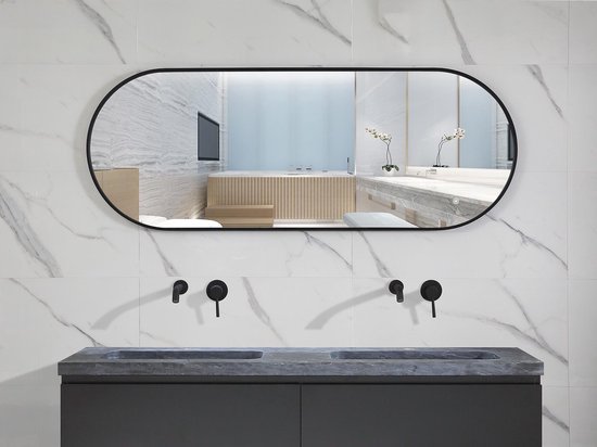 Miroir Mawialux avec bord noir | 160 x 60 cm | Ovale | Chauffage | MR316060  | bol