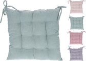 Coussins de chaise Rosanne velours côtelé - 40 x 40 cm - Avec 2 rubans - Pastel - Ivoire