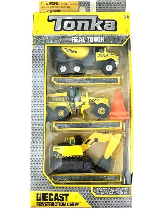 Tonka 3 pak auto's graafmachine, betonwagen en wegwerker | bol.com