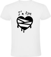 Liefdesverdriet Heren t-shirt | I'm fine hartje | Wit