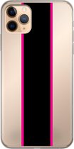 Apple iPhone 11 Pro Max - Smart cover - Transparant - Streep - Zwart - Roze