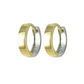 Silventi 9NBSAM-G190403 Gouden Oorringen - Dames - 2 Kleuren - Bi-color - Scharnier - 18 x 4 mm - 14 Karaat - Goud