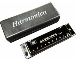 DTMS Metalen Mondharmonica - C-Majeur - DMTS Mondharp - Mondharmonica voor Volwassenen - 10 Gaten + Gratis Opbergdoos - Mondharmonica C - Mond Harmonica - Mondharmonicas