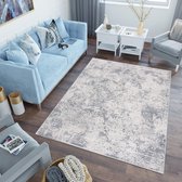 Tapiso Lotus Vloerkleed Woonkamer Slaapkamer Creme Grijs Blauw Modern Woonsfeer Sfeervol Interieur Duurzaam Hoogwaardig Tapijt Maat - 80 x 150 cm