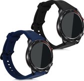 kwmobile 2x armband voor Honor Watch ES - Bandjes voor fitnesstracker in zwart / donkerblauw