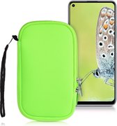 kwmobile Tasje voor smartphones L - 6,5" - Insteekhoesje van neopreen in neon groen - Maat: 16,5 x 8,9 cm