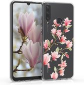 kwmobile telefoonhoesje voor Huawei Y6p - Hoesje voor smartphone in poederroze / wit / transparant - Magnolia design