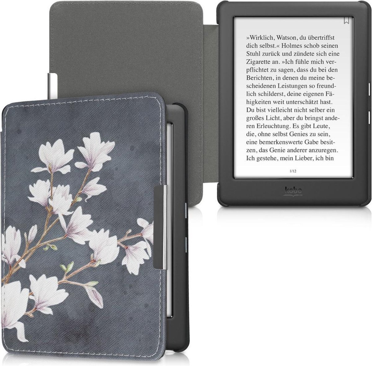 Kwmobile Schutzhülle Für Kobo Aura Edition 1 – Canvas Mit Lederoptik, Magnetverschluss, Dunkelrot/Schwarz