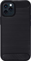 BMAX Carbon soft case hoesje geschikt voor Apple iPhone 12 Pro Max / Soft cover / Telefoonhoesje / Beschermhoesje / Telefoonbescherming - Zwart