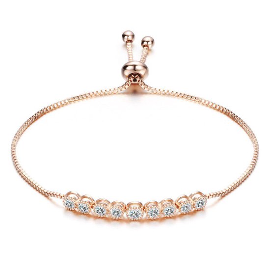 Amodi® Jewellery - Zirkonia Beads Armband - Verstelbaar - Rosé Goudkleurig