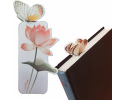 Boekenlegger Vlinder & Bloem – Bladwijzer - Bookmark – Kaartje – Lotus - Kleine Cadeautjes
